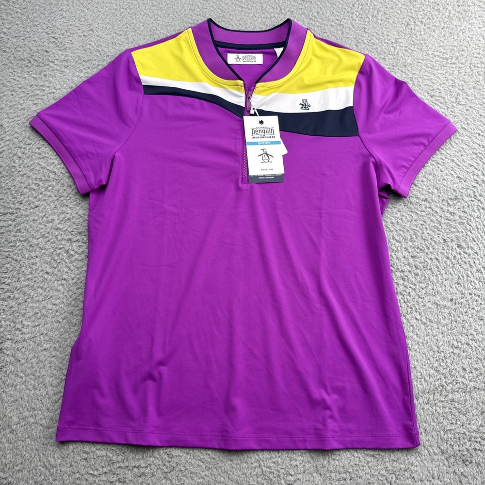 Penguin Munsingwear Golf Shirt Womens Large S/S Tennis Pickleball Running Active
